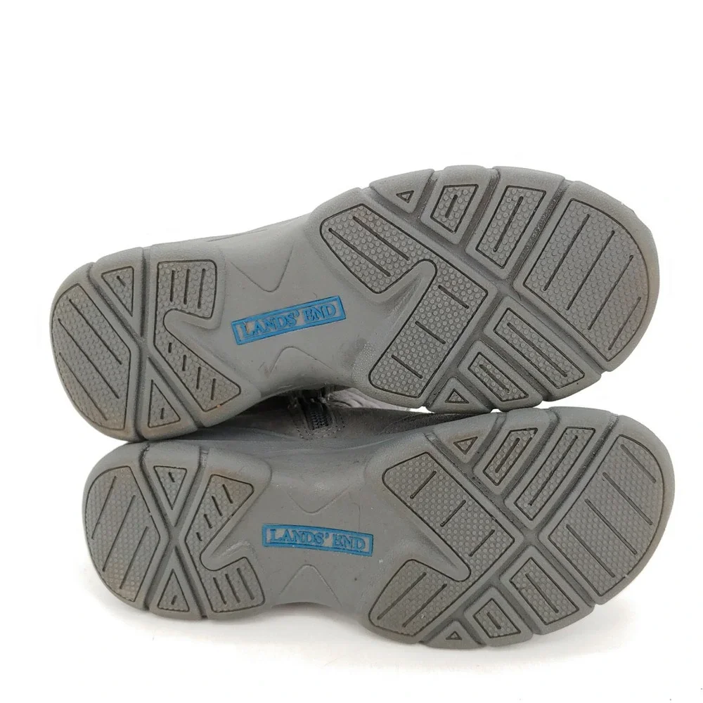 Lands End Boots Womens Gray 6 Suede All Weather Shoes Lined Side Zip‎ Mid Calf
